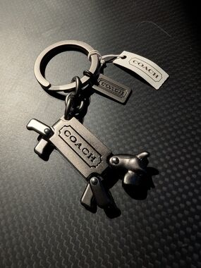 COACH Gunmetal Dog Keychain